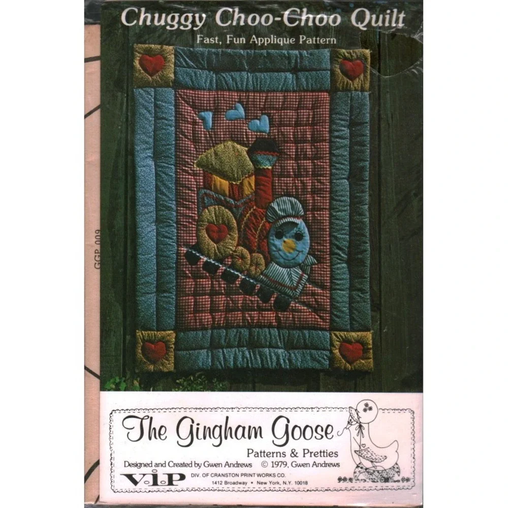 Vintage 1979 Chuggy Choo-Choo Quilt Applique Pattern Gingham Goose GGP 009 Train